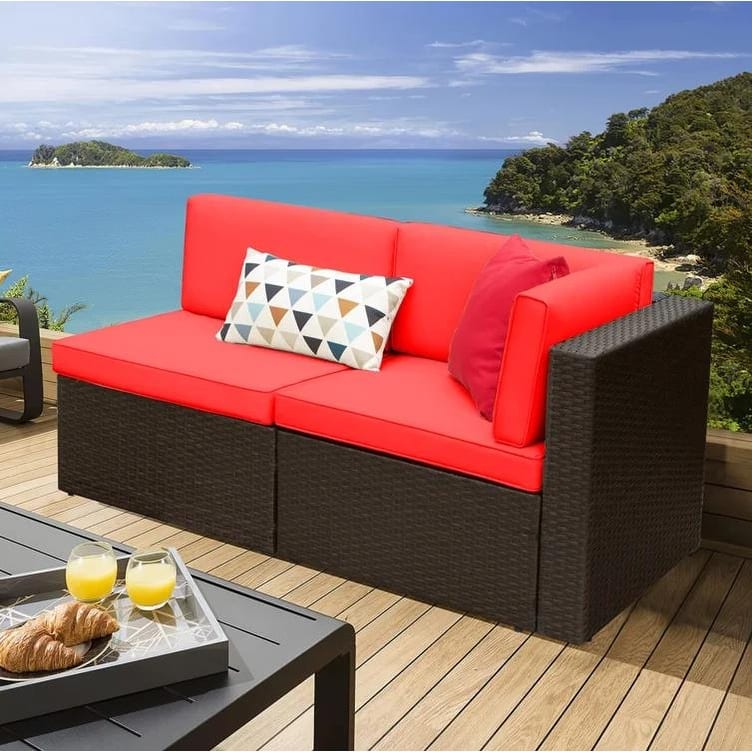Furniwell 2-piece Outdoor Sectional Sofa Patio Conversation Set for Small Area