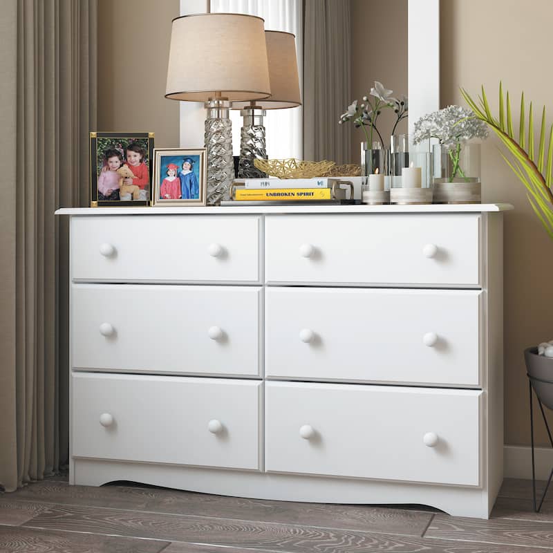 Palace Imports 100% Solid Wood 6-Drawer Dresser - White