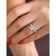 Thumbnail 1, Annello by Kobelli 14k Gold 3 1/6ct TGW Radiant Forever One Moissanite and Diamond Tulip Head Engagement Ring.