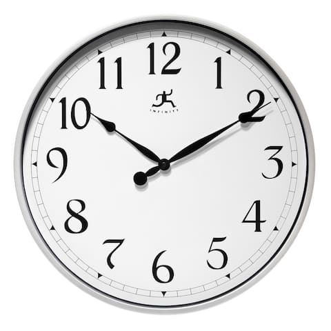 Silver Office Easy-To-Read Wall Clock 18 inch by Infinity Instruments - 18 x 1.65 x 18