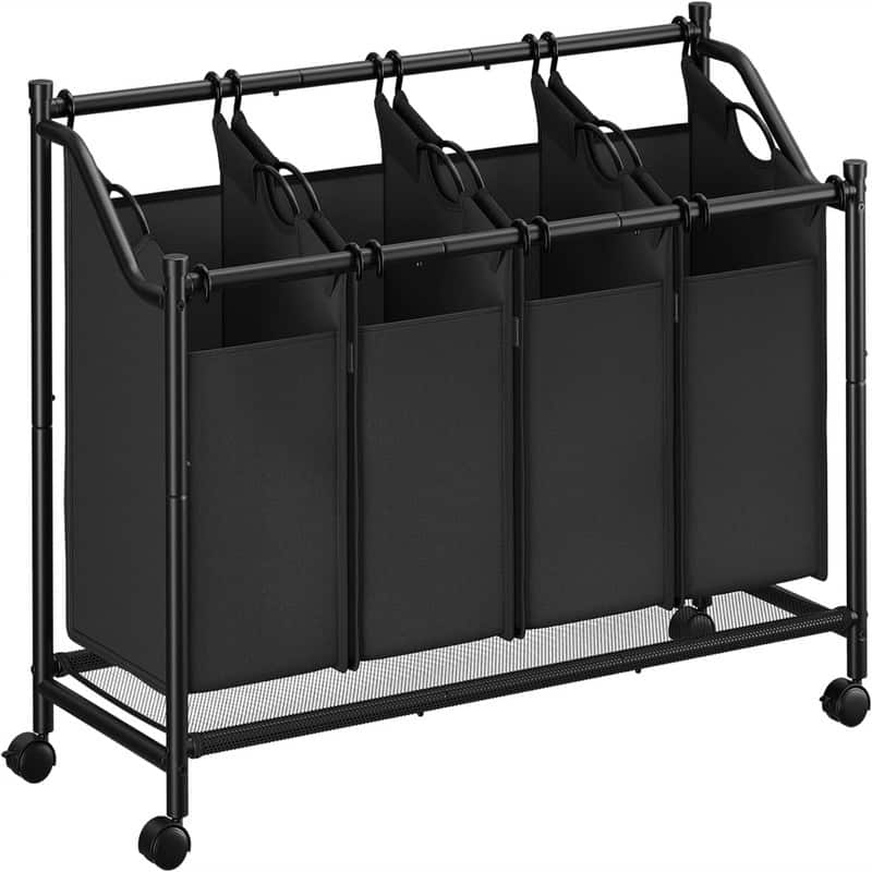 Rolling Laundry Basket with 4 Removable Bags - Ink Black - 41.34"L x 15.16"W x 31.89"H
