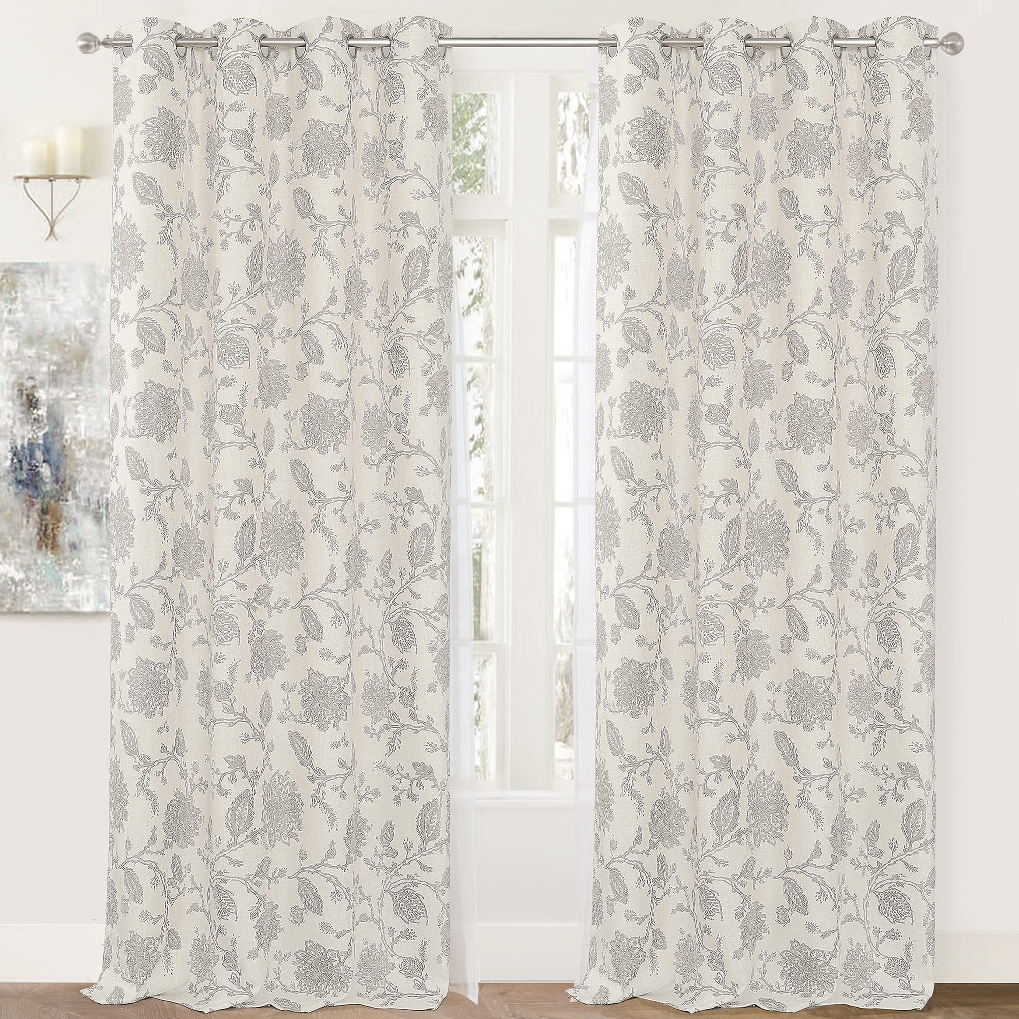DriftAway Freda Jacobean Floral Linen Blend Lined Blackout ...