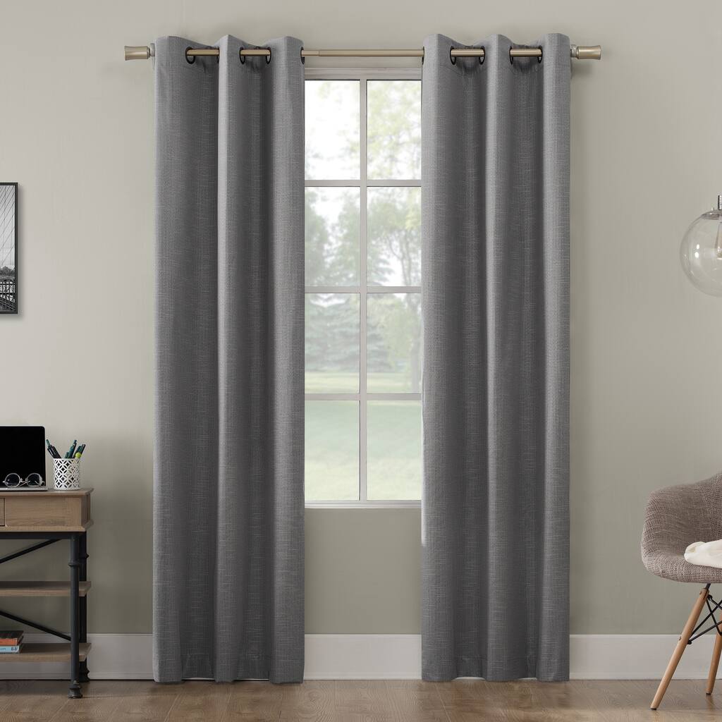 Sun Zero Crowley Textured Grid Thermal Extreme Total Blackout Grommet Curtain Panel Pair