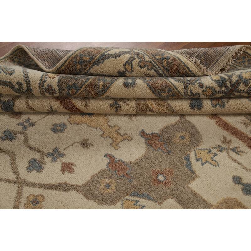 Earth Tone Oushak Indian Area Rug Hand-Knotted Wool Carpet - 8'3" x 9'8"