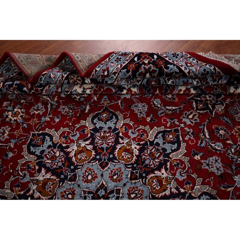 Floral Kashan Turkish Rug Machine-Made Bedroom Red Carpet - 9'8" x 12'9"