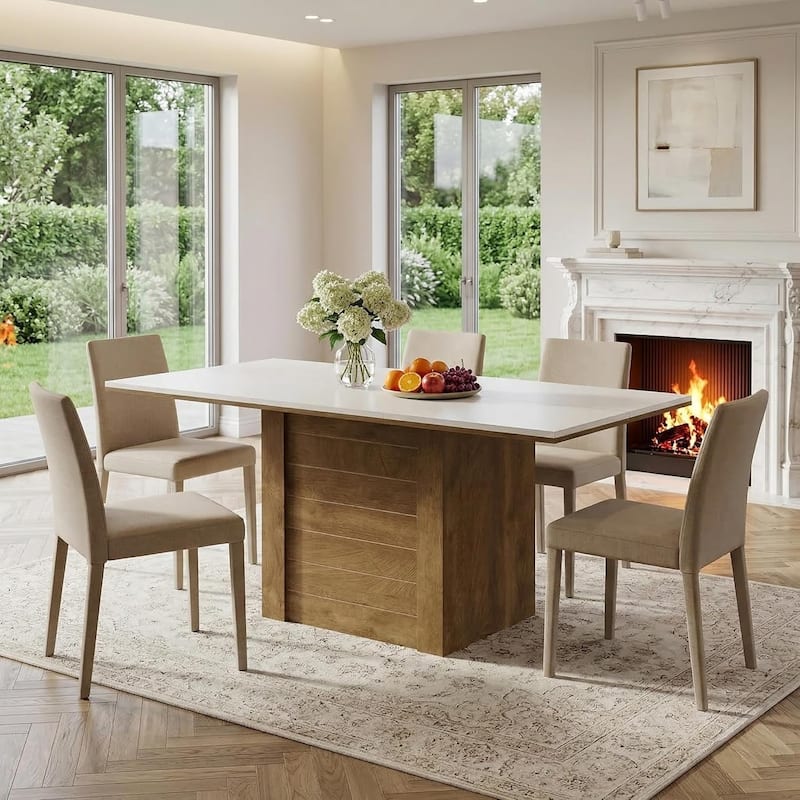 55" Rectangular Dining Table for 4 to 6 People, Kitchen Table for Dining Room & Living Room