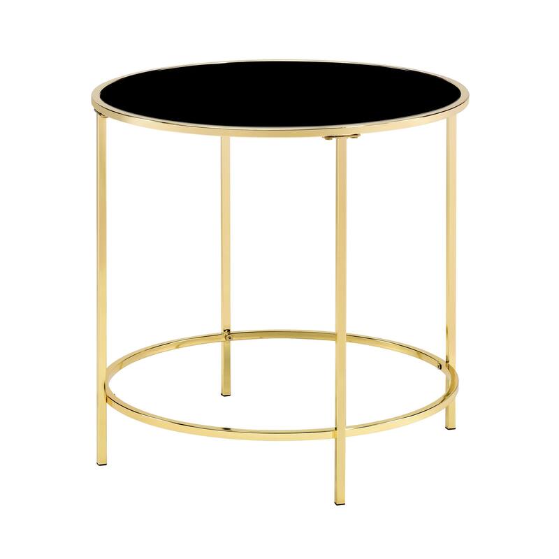 Llewellyn Contemporary 22-inch Glass Top Side Table by Furniture of America - Gold