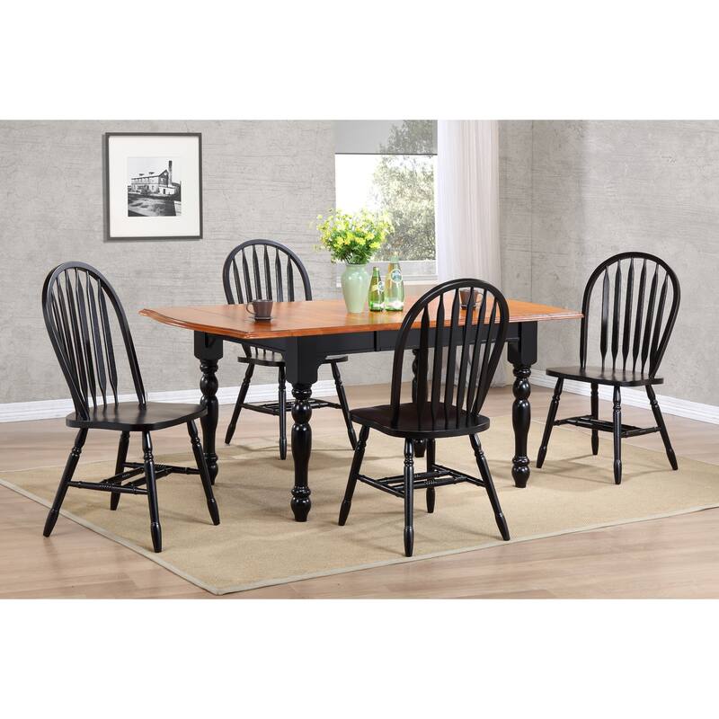 Extendable Dining Set 5 Piece 72" Table & 8 Arrowback Chairs - Black Cherry Finish