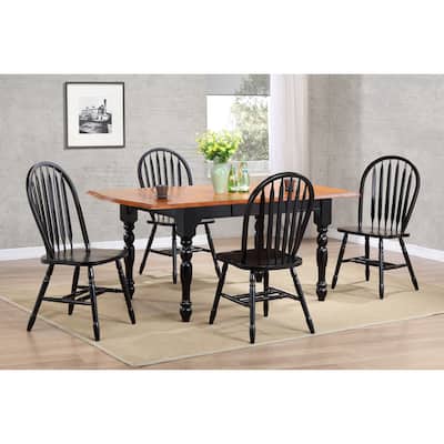 Extendable Dining Set 5 Piece 72" Table & 8 Arrowback Chairs - Black Cherry Finish