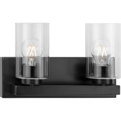 Goodwin Collection Two-Light Matte Black Modern Vanity Light with Clear Glass - Medium