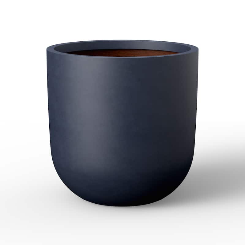 Concrete Round Planter Flower Pot with Drainage Holes - 11 x 11 - Navy blue(Enhanced Interior)