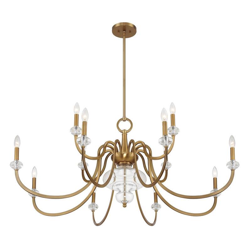 Warm Brass 12 Light Chandelier from the Bergdorf Collection