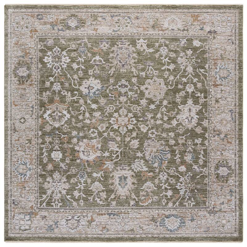 SAFAVIEH Finley Ablah Traditional Oriental Rug - 6'7" Square - Green/Beige