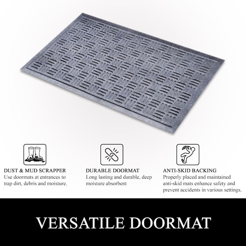 A1HC New All Weather Superior Dirt and Moisture Absorbing Polypropylene Door Mat with Non-Slip Backing for Inside Outside Use