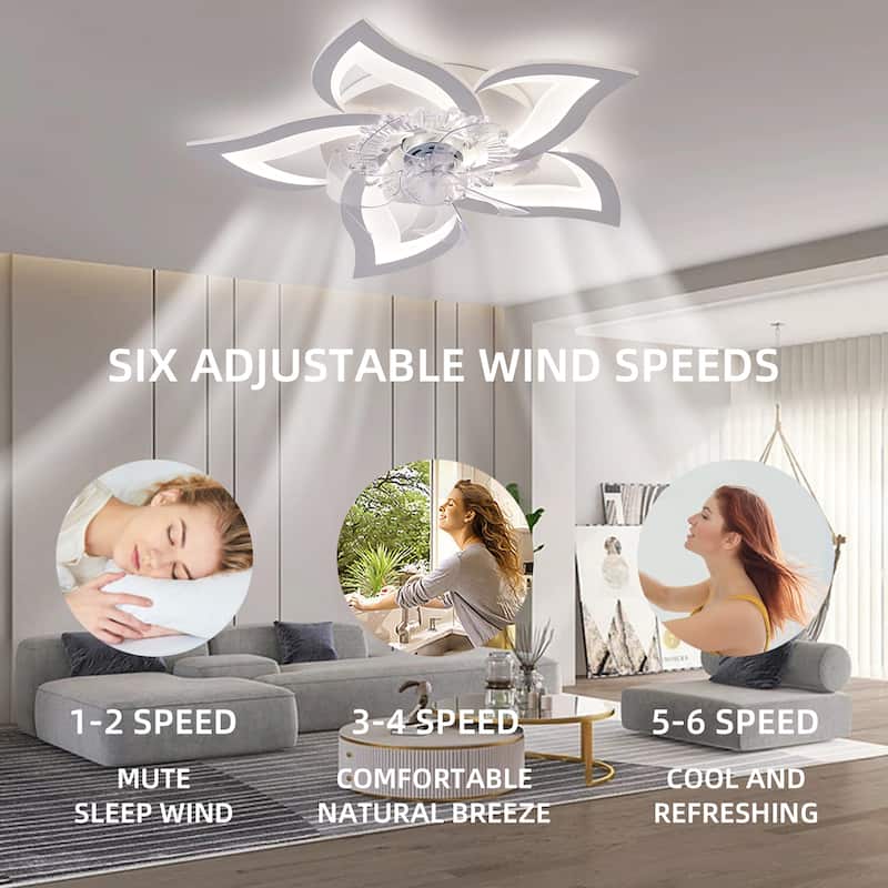 27In Ceiling Fan with Lights Remote Contro Dimmable LED,6 Gear Wind Speed Fan Light - White