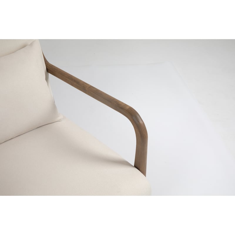 White+Oak Velvet Modern Upholstered Accent Chair with Natural Wooden Frame for Living Room