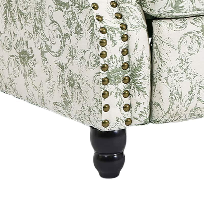 2 Set Nail-head Padded Seat Pushback Recliner Chair