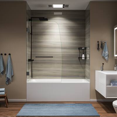 Frameless Shower Door with Clear Glass- 68 in.Wx58 in.H