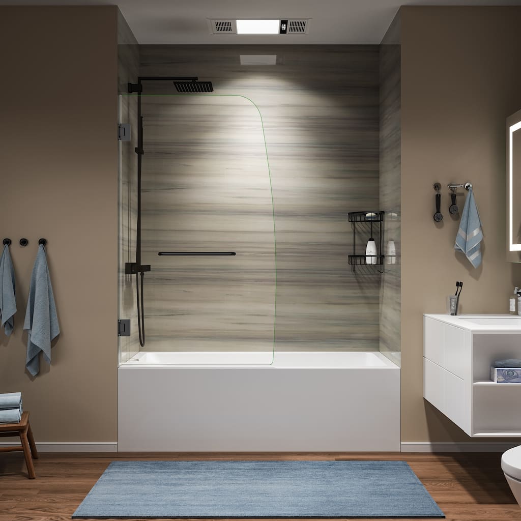 Frameless Shower Door with Clear Glass- 68 in.Wx58 in.H