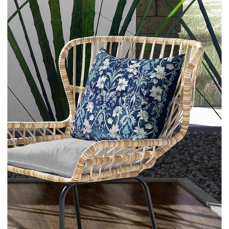 Oceanic Bloom Indoor/Outdoor Reversible Throw Pillow Blue