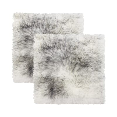 HomeRoots Set Of Two 17" X 17" Gradient Grey Wool Chair Pads - 17