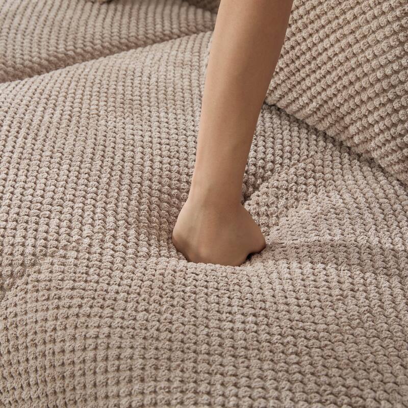 104"W Modern Upholstered Sectional Sofa with 3 Pillows and Ottoman