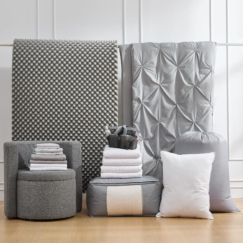 Porch & Den Hargis Alloy Color Pin Tuck Twin XL College Bedroom Set