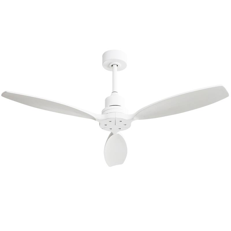 52 inch Wood Ceiling Fan with Light and Remote, Dimmable LED and Reversible DC Motor - White without Light