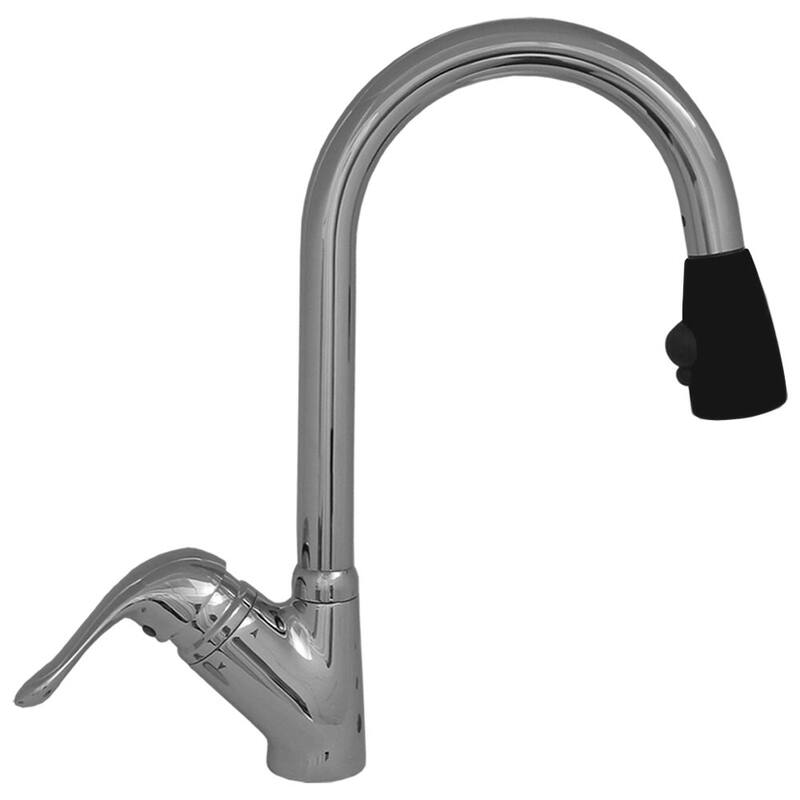 Whitehaus Collection Single Hole/Single Lever Handle Faucet with Pull Down Spray Head - Chrome/Black