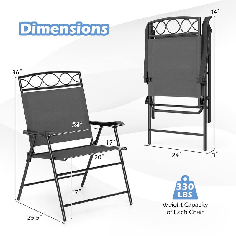 Gymax 4 Pack Patio Folding Chairs w/ Backrests & Armrests Metal Frame