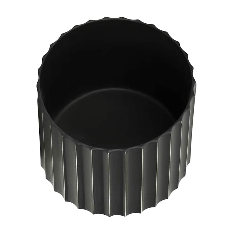 Sagebrook Home Black and Striped Planter with Wooden Base