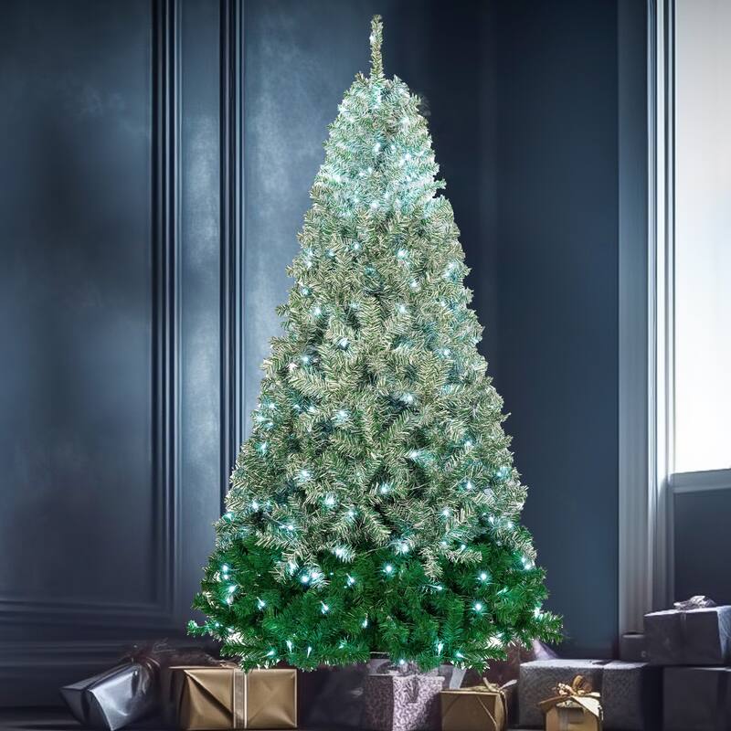 7.6FT Classic Pine Tree Shape Artificial Christmas Tree with Gradient ...