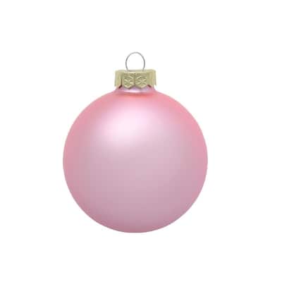 Matte Finish Glass Christmas Ball Ornaments 1.5" (40Mm) Baby Pink 40Ct