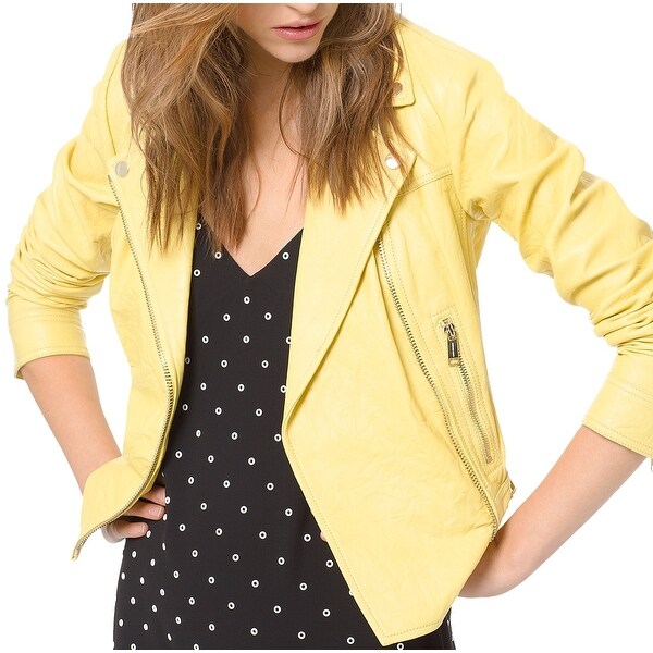 michael kors yellow leather jacket