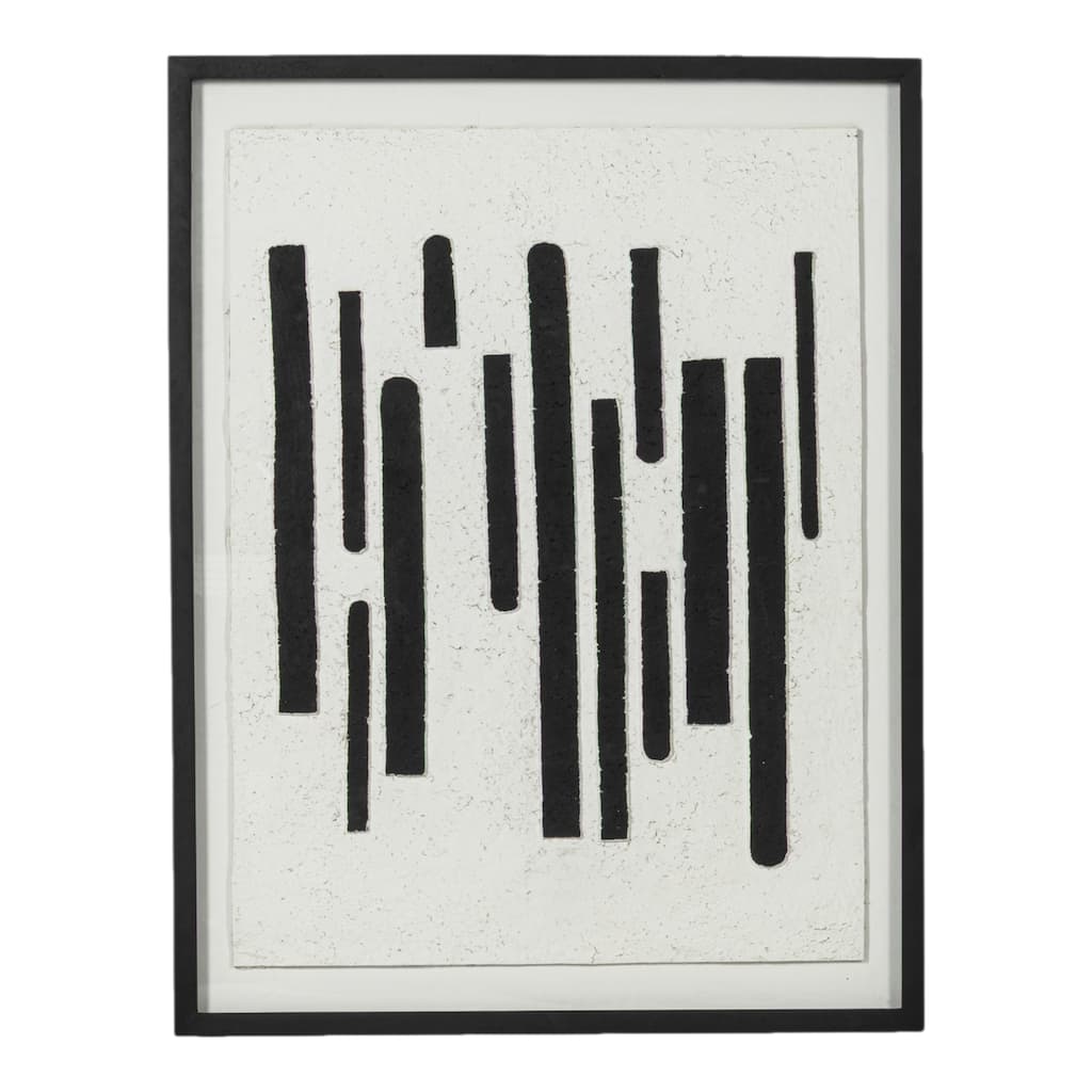 Mango Wood Canvas Shadow Box Wall Art Display - 48" Black/White