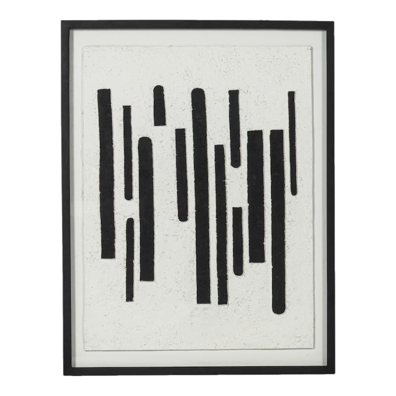 Mango Wood Canvas Shadow Box Wall Art Display - 48" Black/White - Wood - 37" x 1.5" x 47.75" - Black