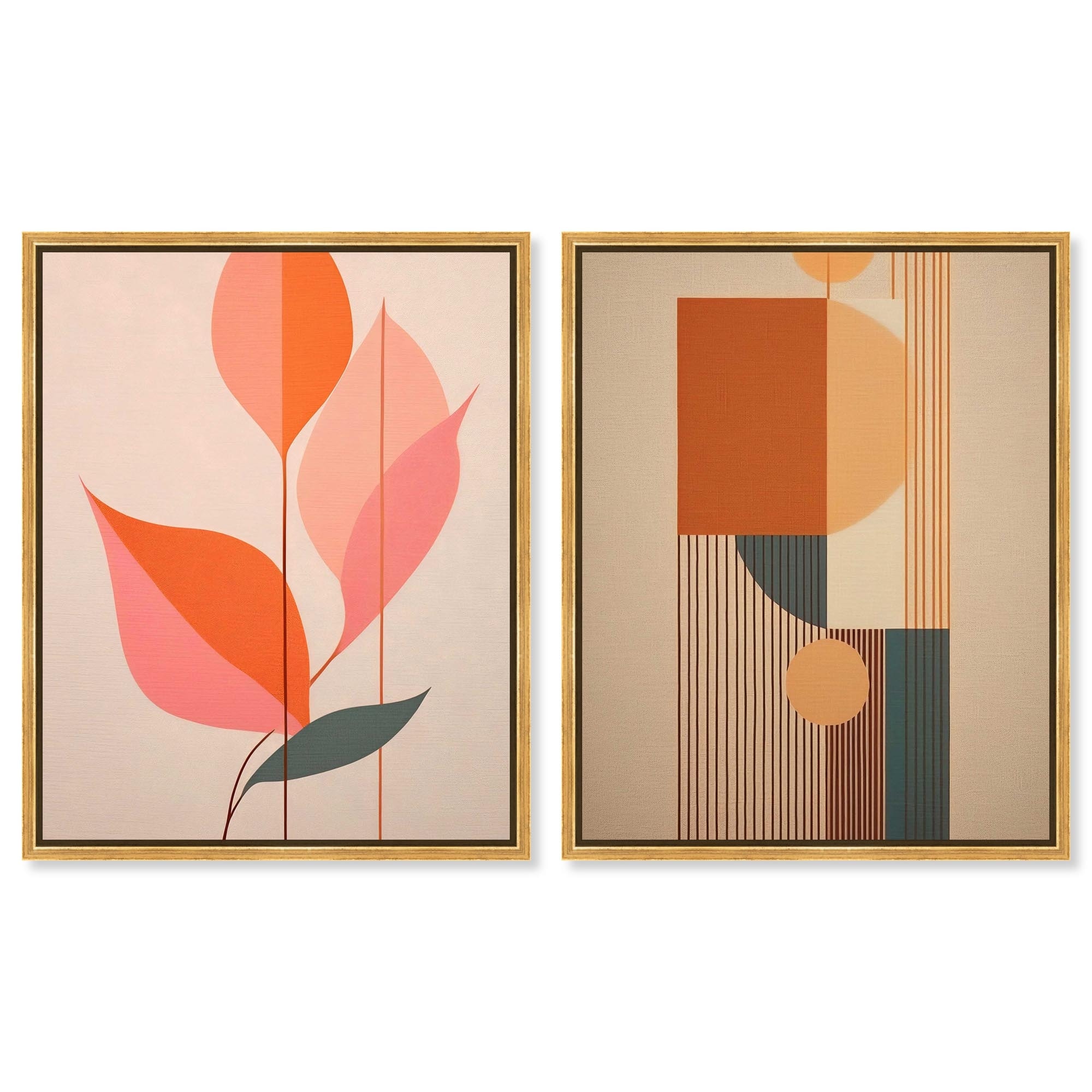 Blush and Gold Modern Glam Room Art Set of 2 Canvas Print by Art Remedy