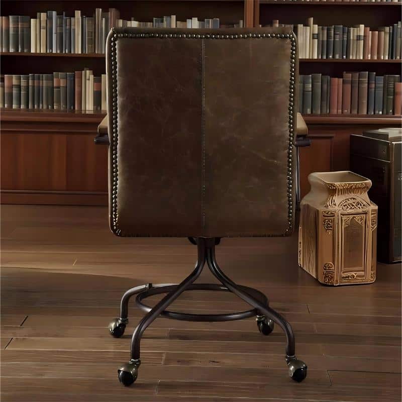 Luxury Whiskey Top Grain Leather Vintage Office Chair