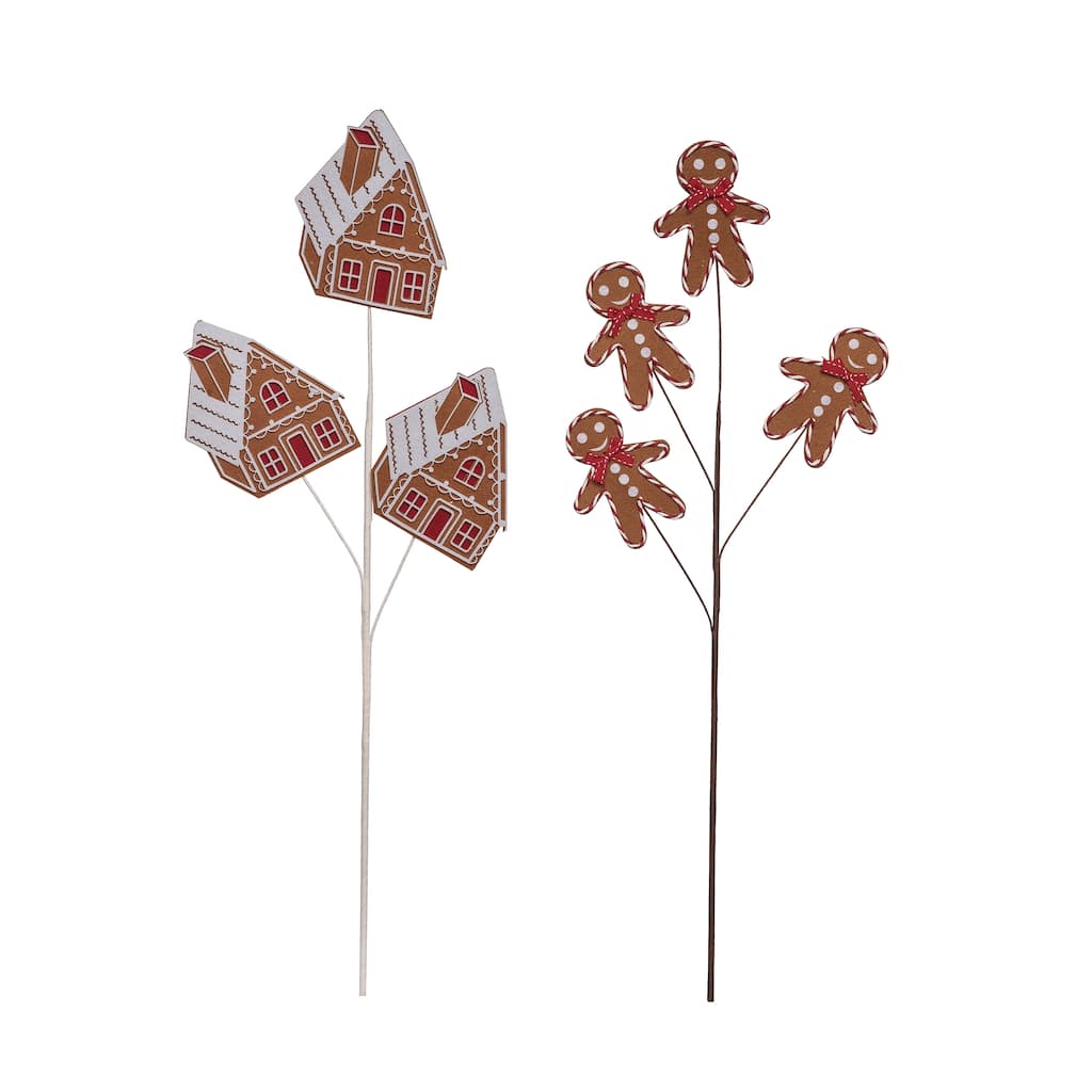 Transpac Christmas Gingerbread Spray Set of 2 Christmas Home Decorations