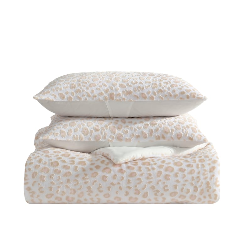Betsey Johnson Betseys Leopard Velvet Beige Reversible Comforter Set