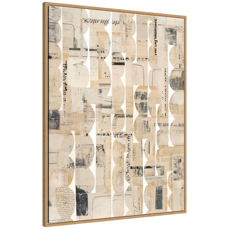 Kate and Laurel Revolved Half Moon FC by Felicia Dadak Framed Canvas Wall Art Print - 32x42 - Natural