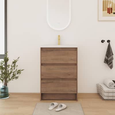 Bathroom Vanity With Sink In 24/72 Inch, Freestanding Bathroom Vanity With Soft Close Drawer and Adjustable Shelf