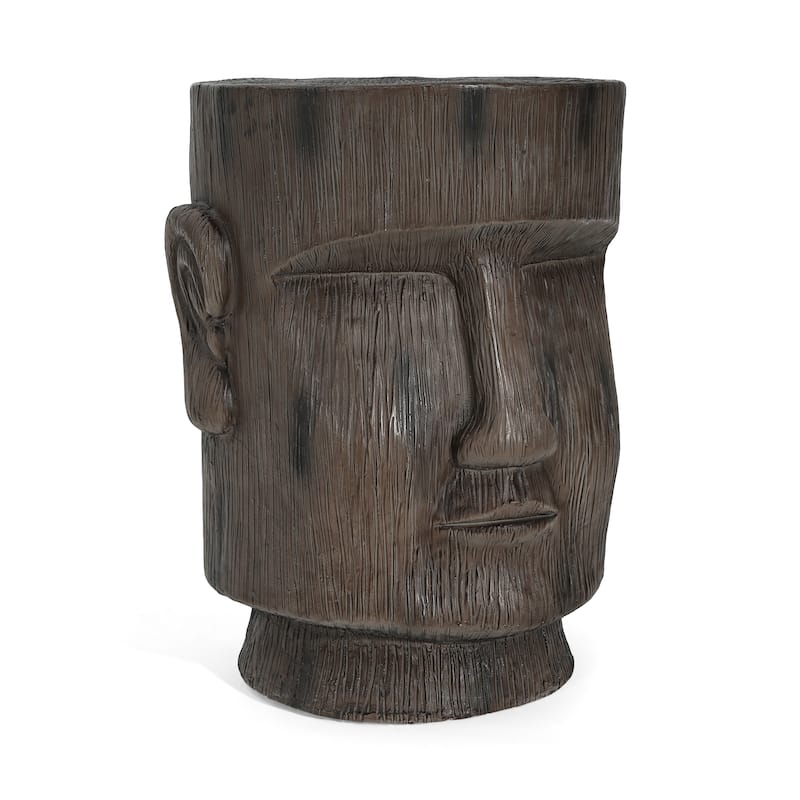 Christopher Knight Home - Evadne Outdoor Ancient Moai Head MGO Side Table with Hand-Finished Texture