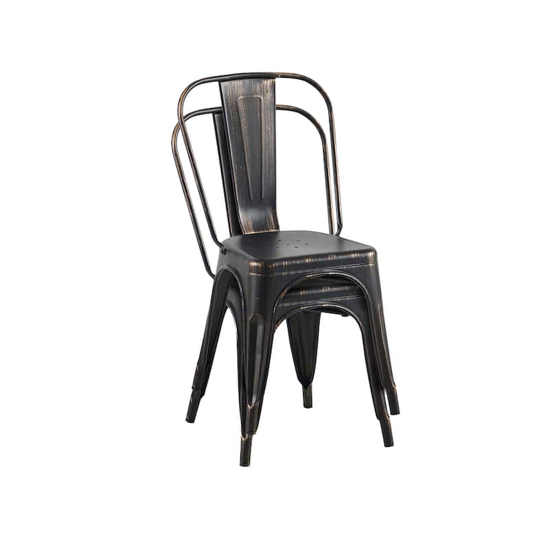 Industrial Metal 18 Inch Stackable Dining Chair Set