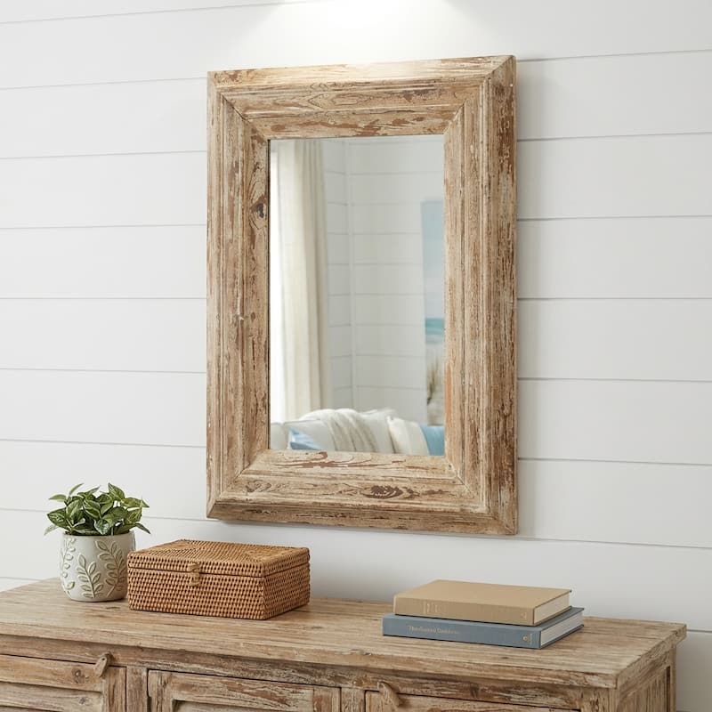 HomeRoots 39" Natural Distressed Wood Framed Accent Mirror - 29.7' X '39.4' X '2