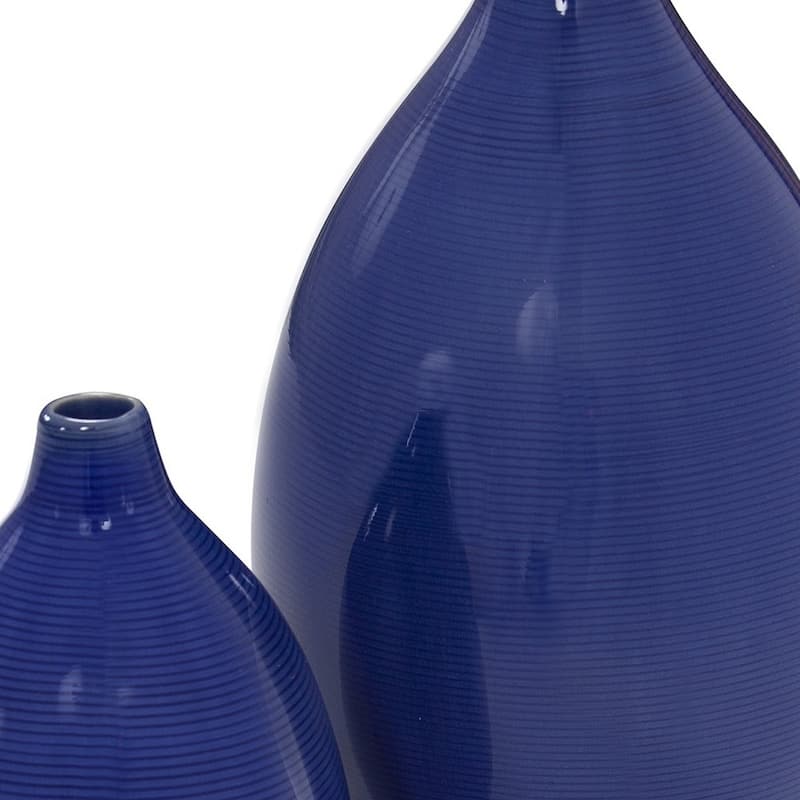 HomeRoots Set of Two Cobalt Bud Ceramic Table Vase
