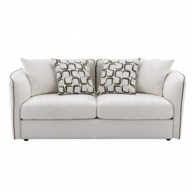 Chenille Upholstered Loveseat with 4 Pillows in Beige