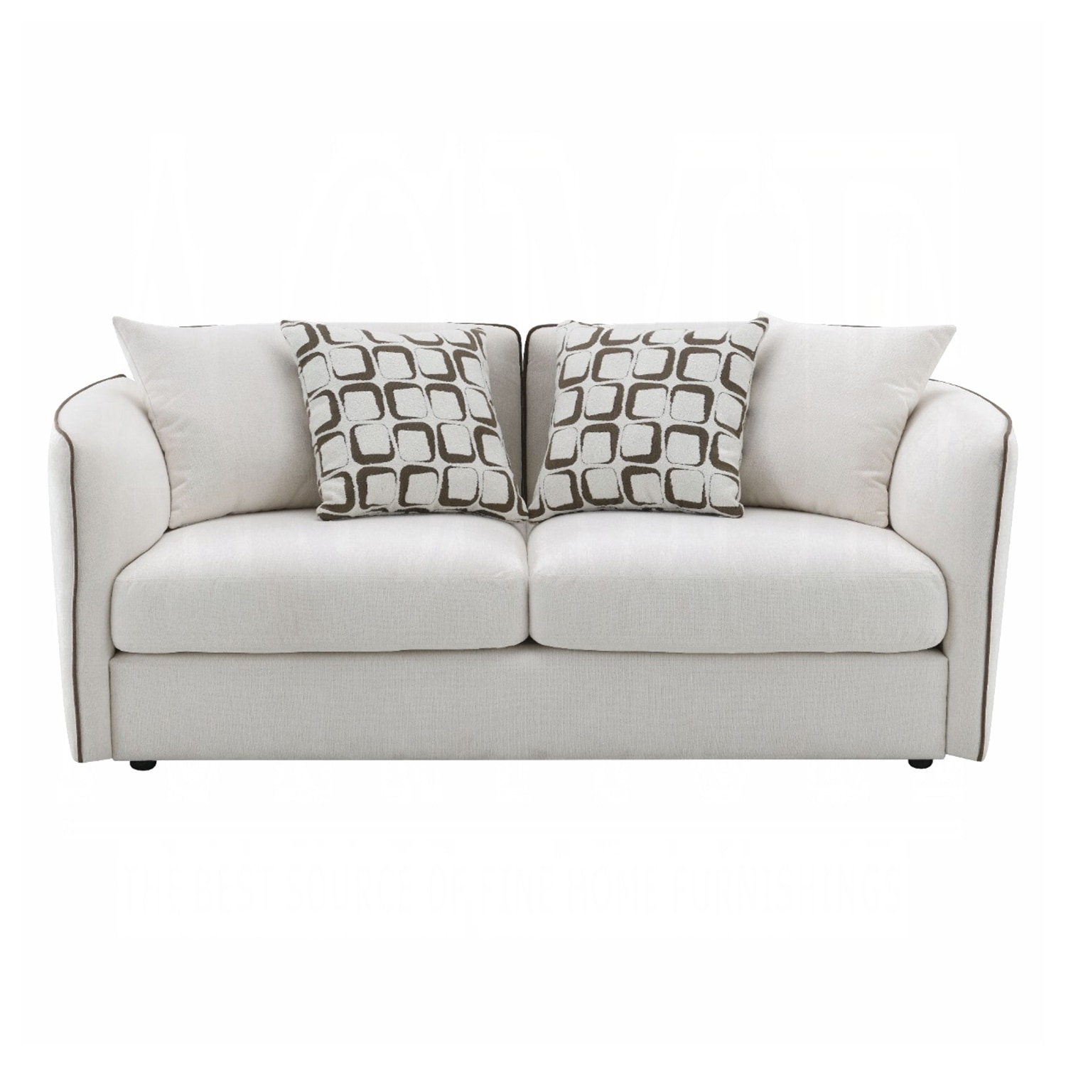 Chenille Upholstered Loveseat with 4 Pillows in Beige