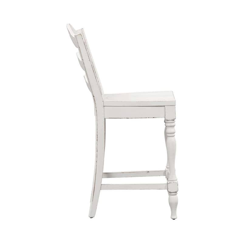 Magnolia Manor Antique White Weathered Bark 5 Piece Gathering Table Set