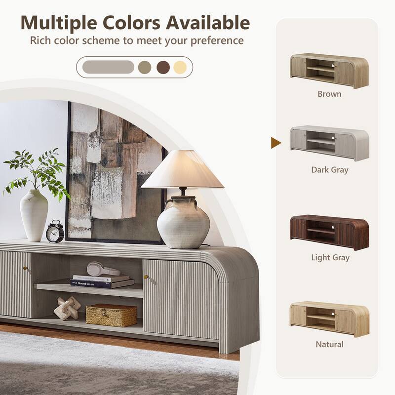 Modern Fluted TV Stand for 80" TV, Media Console, Entertainment Center
